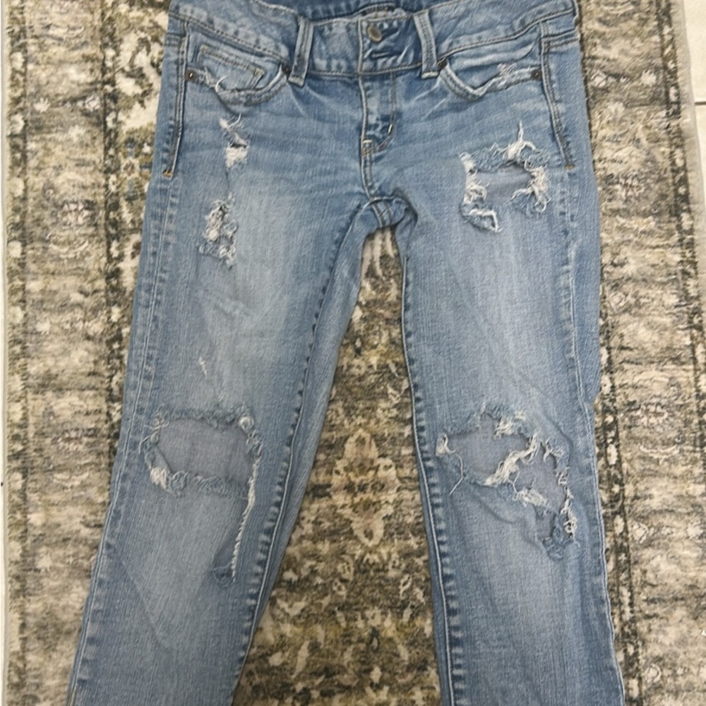 American Eagle Outfitters Blue Skinny Jeans Distressed Style
